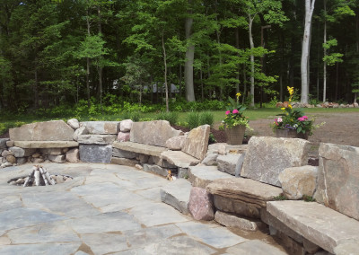 stone seating overlooking lake michigan