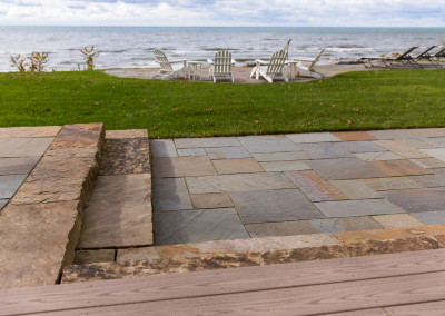 bluestone patio overlooking Lake Michigan