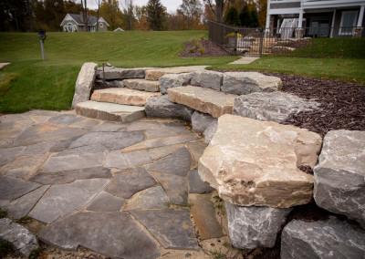 stone stairs and seating area