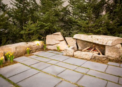 stone edging and firepit