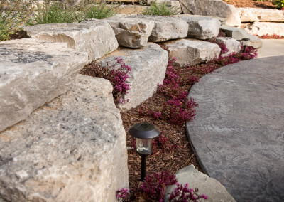 landscaping with stone and lighting