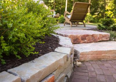 stone retaining wall and stairs