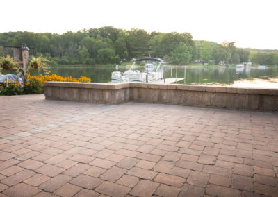 paver patio with seating wall