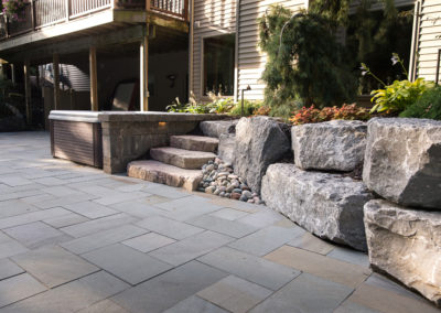 stone stairs and retaining wall