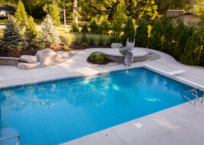 underground pool with water slide