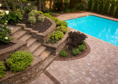 elevated landscaping surrounding Grand Rapids pool