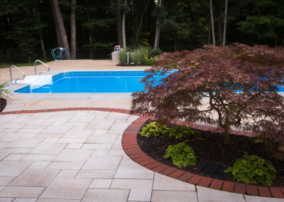 large pool patio with elevated plantings