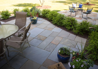 slate patio with sunken seating area