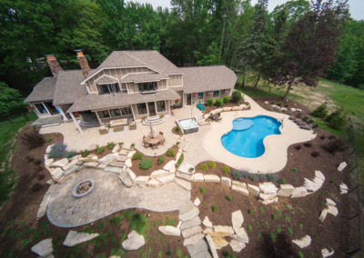 overhead aerial pool and landscape design