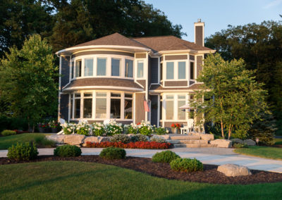 front yard patio overlooking Lake Michigan landscaped by essex outdoor design