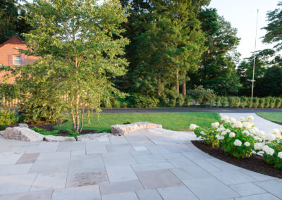 front yard patio overlooking Lake Michigan landscaped by essex outdoor design