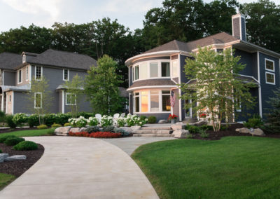 front yard patio overlooking Lake Michigan landscaped by essex outdoor design